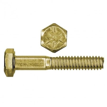 Grade 5, 3/8-16 Hex Head Cap Screw, Zinc & Yellow Plated Steel, 2 In L, 550 PK